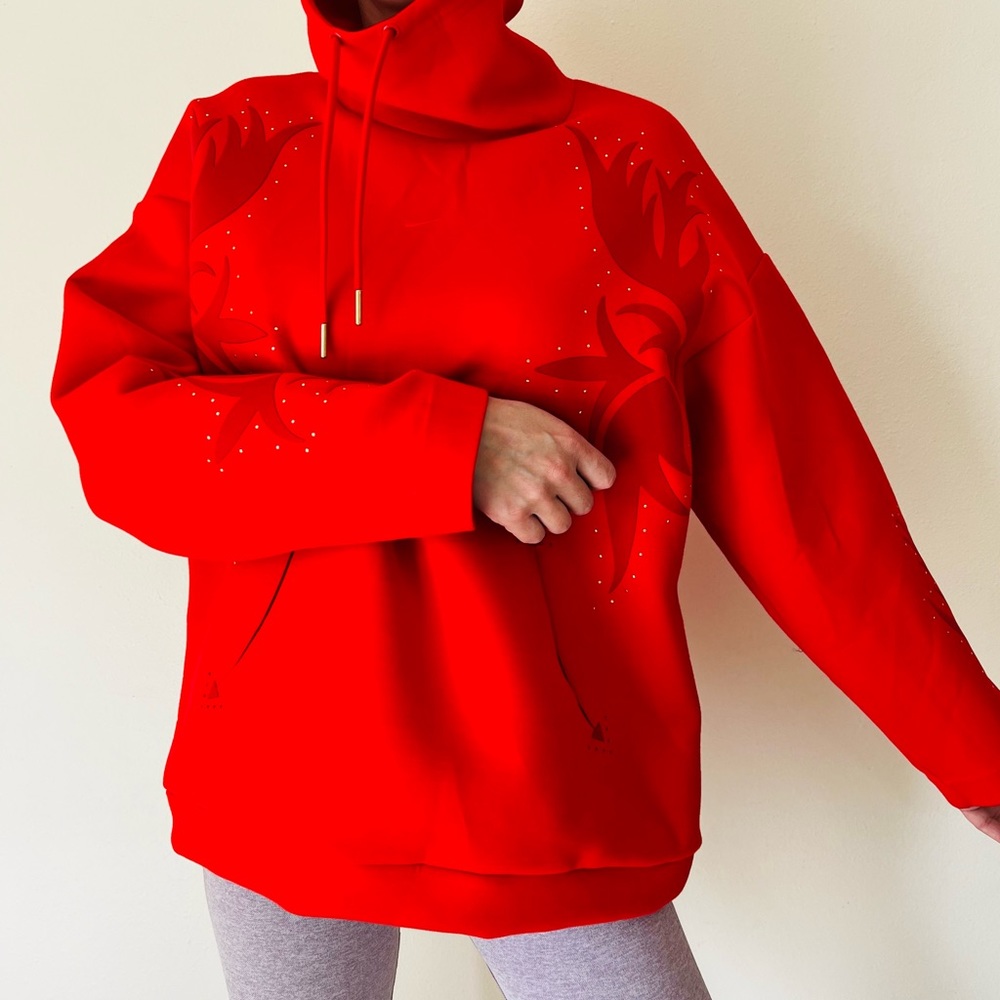 New Nike Boutique red dri fit hoodie Funnel-Neck Training Pullover- $250